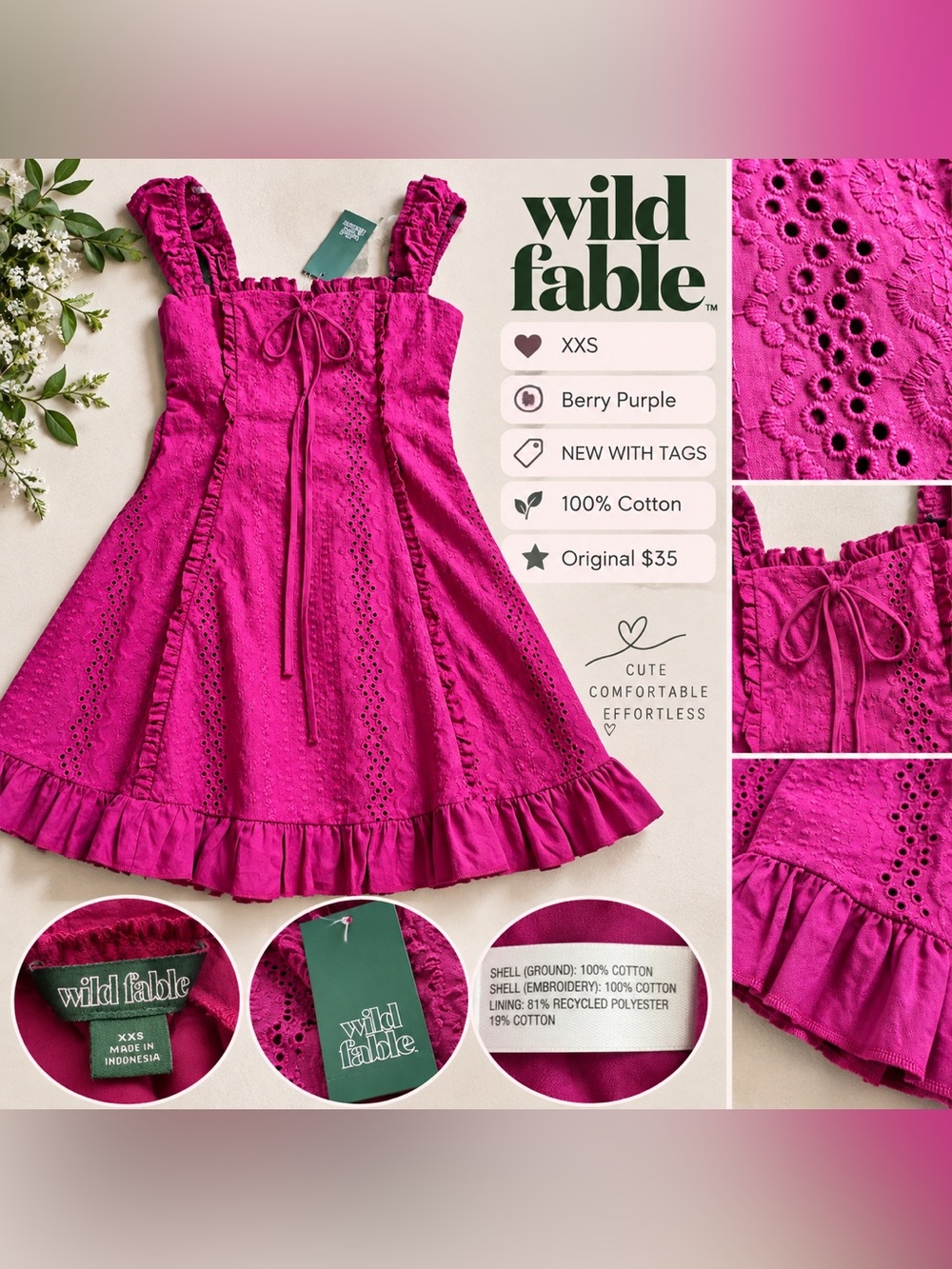 wild fable Berry Purple Eyelet Ruffle Sundress